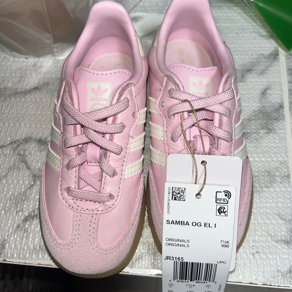 adidas Pink and Cream Kids Samba OG Low-Top Sneakers